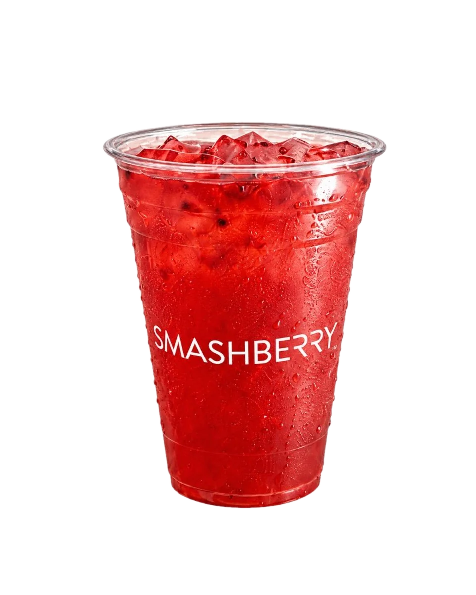 Pom Royale refresher, red, Smashberry cup.