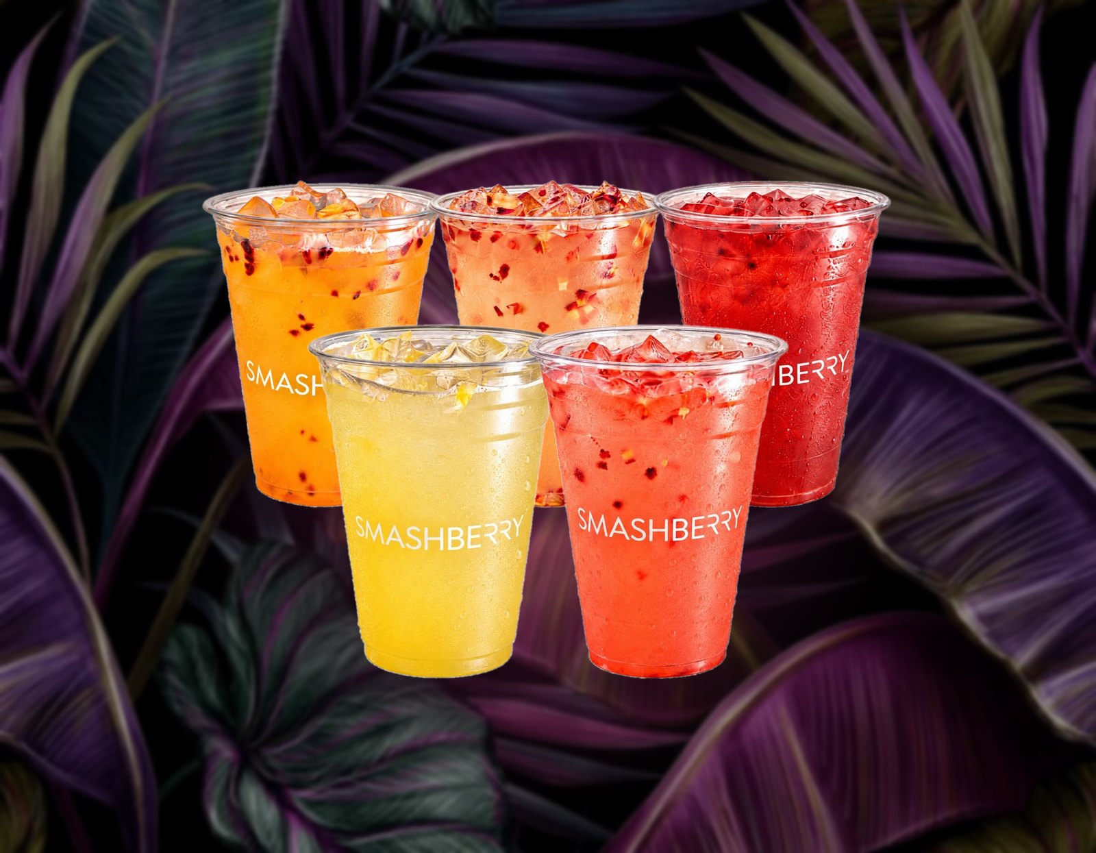Les cinq nouveaux rafraîchisseurs Smashberry de 20 oz.